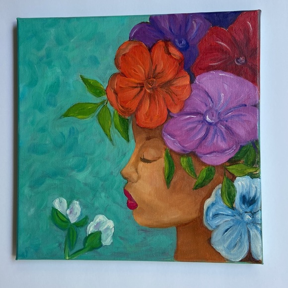 Original Oil Painting " Girl with Flowers" - Picture 4 of 6